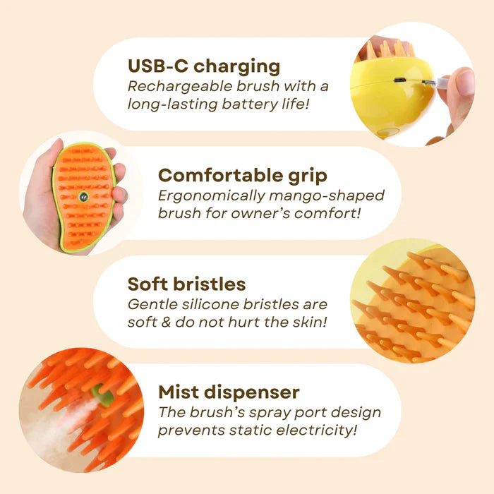 FuzzBuster™ - #1 Best-Selling 3-in-1 Steam, Massage & Grooming Hair Removal Brush for Cats and Dogs