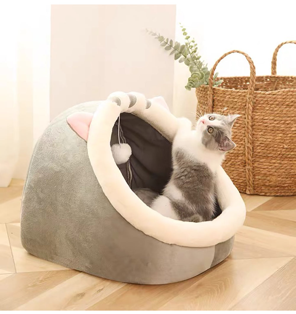 KittyCocoon™ - #1 Best-Selling Cat Cave House Bed With Built-In Toy