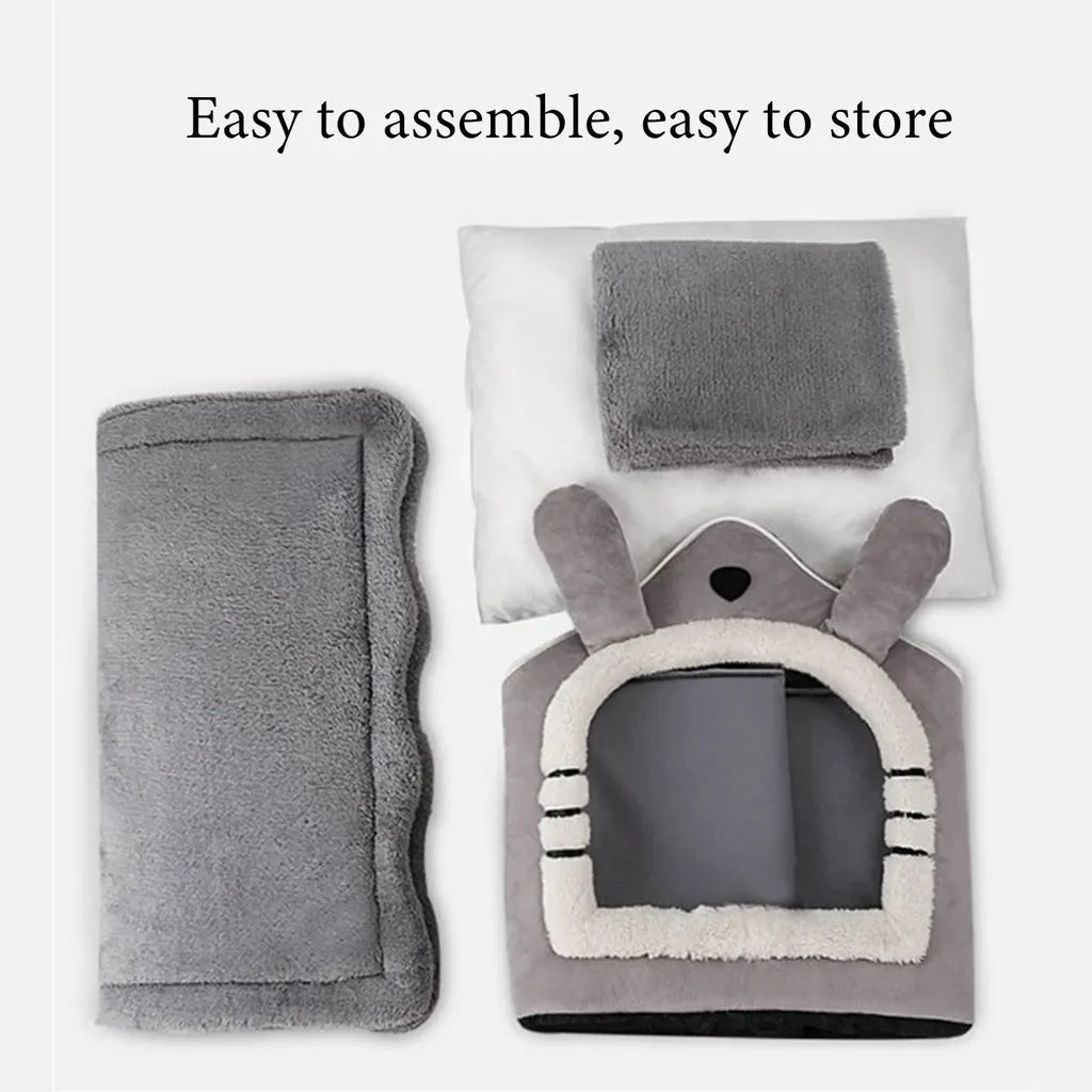 ComfortCottage™ - Foldable, Washable, Indoor Dog & Cat House With Bed