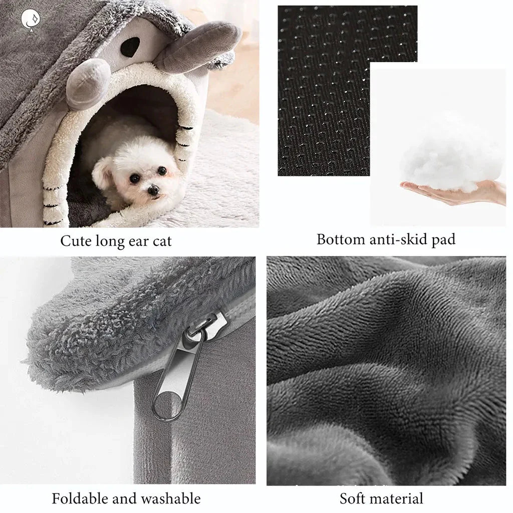 ComfortCottage™ - Foldable, Washable, Indoor Dog & Cat House With Bed