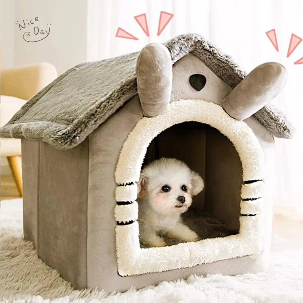 ComfortCottage™ - Foldable, Washable, Indoor Dog & Cat House With Bed