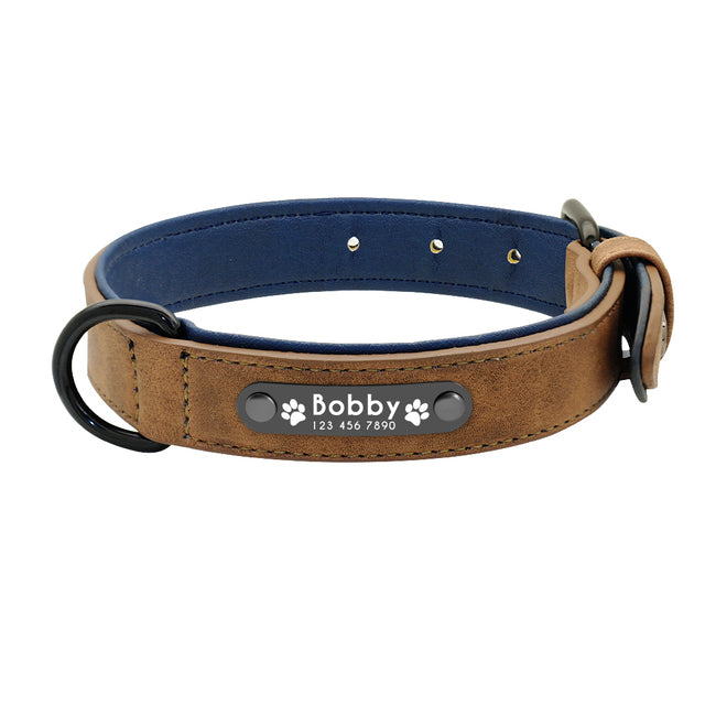 DiDog™ - Personalized, Custom Engraved Leather Dog Collar & Leash Set